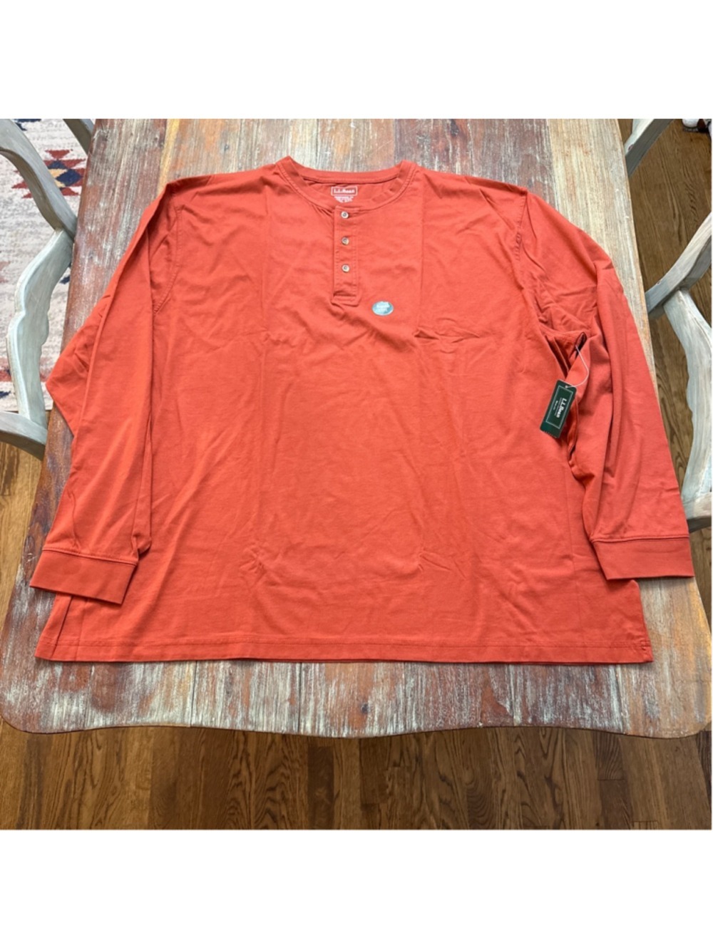 L.L.Bean Men's Long-Sleeve Henley XXXL Regular Rust Orange